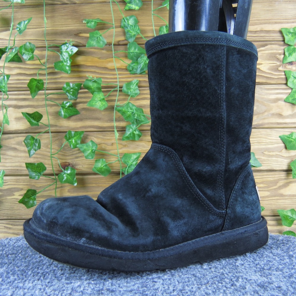 UGG Roslynn Women's 8 Black Suede Shearling Mid Calf Boots Side Zip